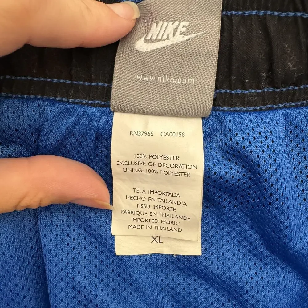 Nike Swim Shorts Mens XL Blue Black Mesh Lined Elastic Waist Drawstring Pockets